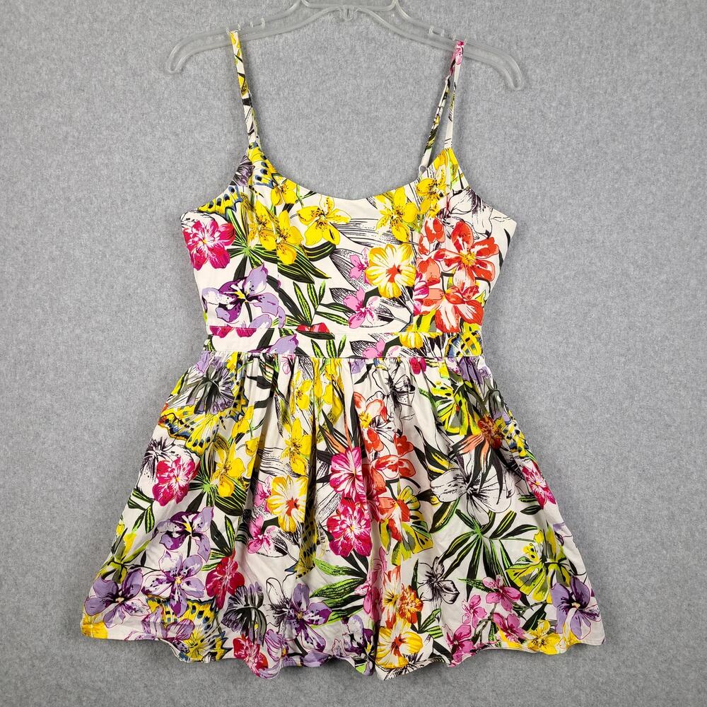 Do + Be Tropical Floral Fit & Flare Mini Dress - Sleeveless V-Neck - Size Medium